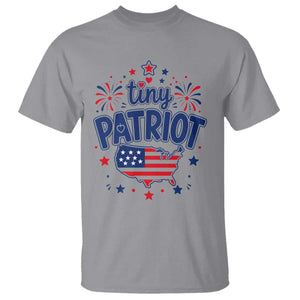 Tiny Patriot 4th of July Fireworks T Shirt USA Map American Flag Red White and Blue Patriotic Holiday