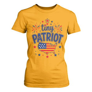 Tiny Patriot 4th of July Fireworks T Shirt For Women USA Map American Flag Red White and Blue Patriotic Holiday