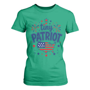 Tiny Patriot 4th of July Fireworks T Shirt For Women USA Map American Flag Red White and Blue Patriotic Holiday