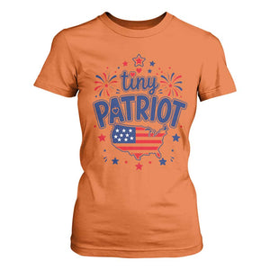 Tiny Patriot 4th of July Fireworks T Shirt For Women USA Map American Flag Red White and Blue Patriotic Holiday