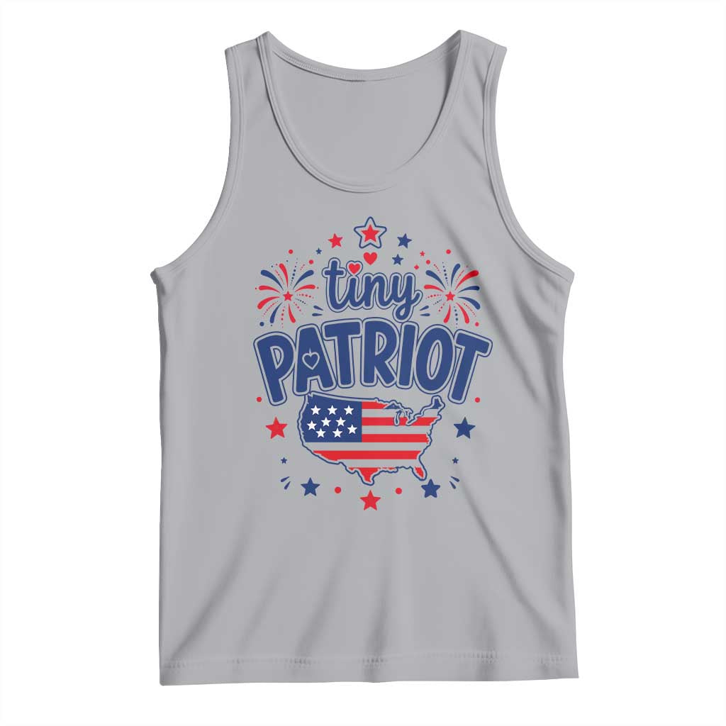 Tiny Patriot 4th of July Fireworks Tank Top USA Map American Flag Red White and Blue Patriotic Holiday