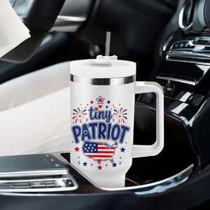 Tiny Patriot 4th of July Fireworks Tumbler With Handle USA Map American Flag Red White and Blue Patriotic Holiday