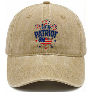 Tiny Patriot 4th of July Fireworks Washed Cotton Baseball Cap USA Map American Flag Red White and Blue Patriotic Holiday