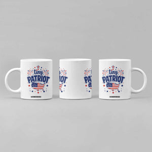 Tiny Patriot 4th of July Fireworks Coffee Mug USA Map American Flag Red White and Blue Patriotic Holiday