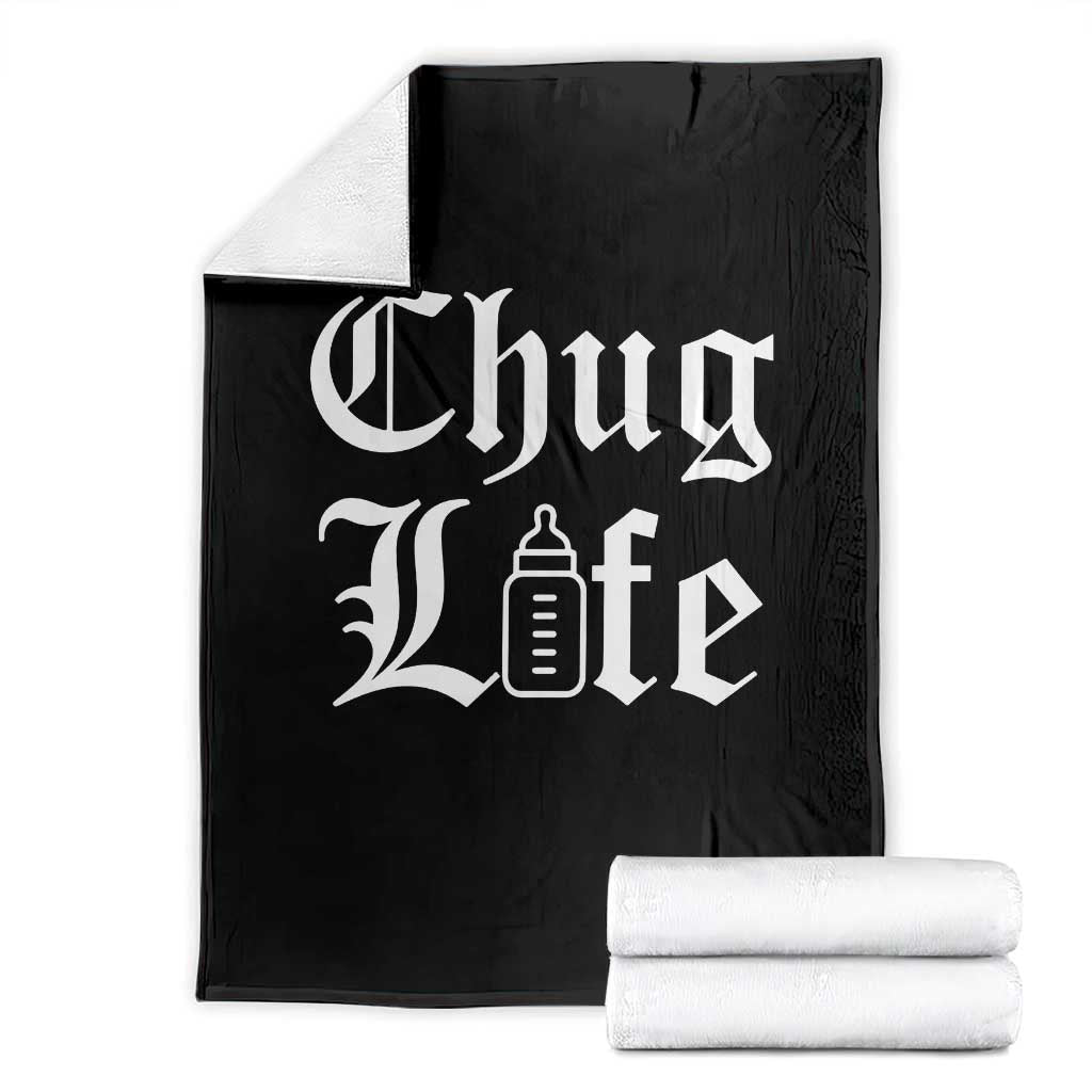 Chug Life Funny Baby Milk Bottle Graphic Throw Blanket Hip Hop Parody Milestone Gift