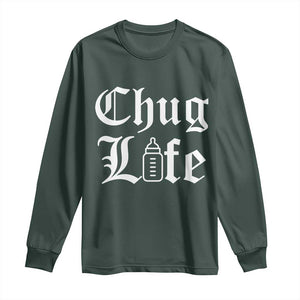 Chug Life Funny Baby Milk Bottle Graphic Long Sleeve Shirt Hip Hop Parody Milestone Gift