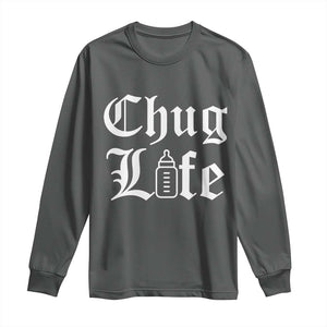 Chug Life Funny Baby Milk Bottle Graphic Long Sleeve Shirt Hip Hop Parody Milestone Gift