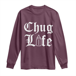 Chug Life Funny Baby Milk Bottle Graphic Long Sleeve Shirt Hip Hop Parody Milestone Gift