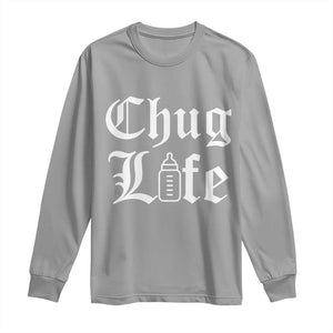 Chug Life Funny Baby Milk Bottle Graphic Long Sleeve Shirt Hip Hop Parody Milestone Gift