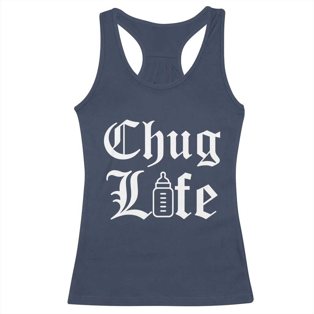 Chug Life Funny Baby Milk Bottle Graphic Racerback Tank Top Hip Hop Parody Milestone Gift