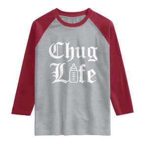 Chug Life Funny Baby Milk Bottle Graphic Raglan Shirt Hip Hop Parody Milestone Gift