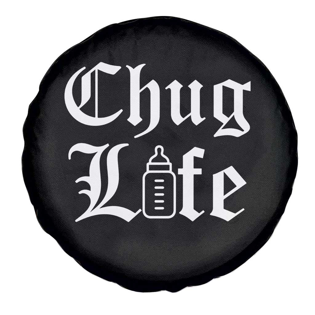 Chug Life Funny Baby Milk Bottle Graphic Spare Tire Cover Hip Hop Parody Milestone Gift