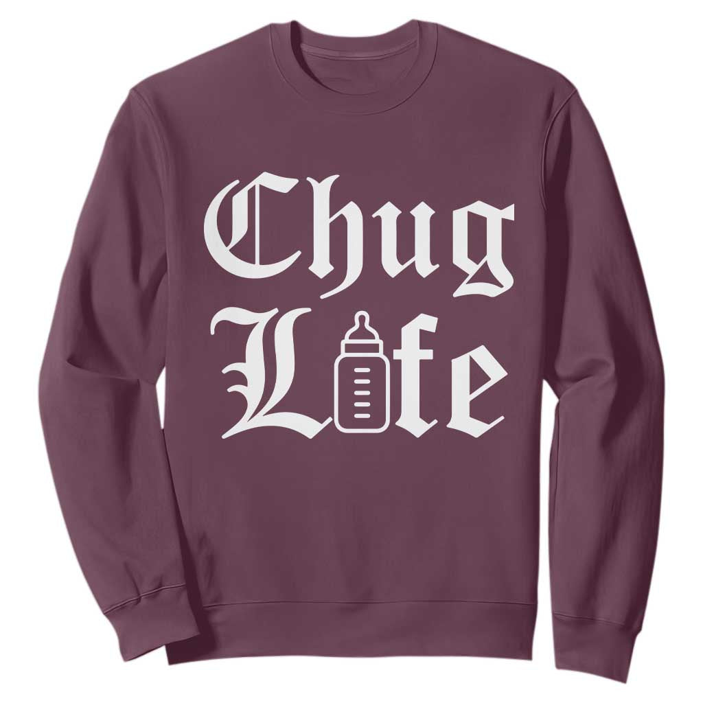 Chug Life Funny Baby Milk Bottle Graphic Sweatshirt Hip Hop Parody Milestone Gift