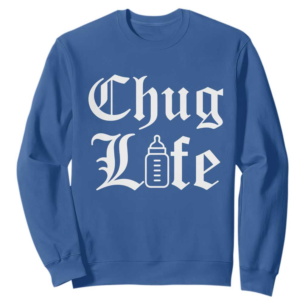 Chug Life Funny Baby Milk Bottle Graphic Sweatshirt Hip Hop Parody Milestone Gift