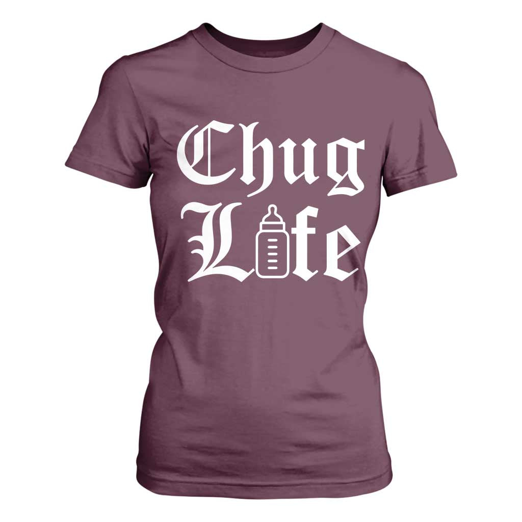 Chug Life Funny Baby Milk Bottle Graphic T Shirt For Women Hip Hop Parody Milestone Gift