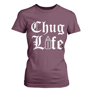 Chug Life Funny Baby Milk Bottle Graphic T Shirt For Women Hip Hop Parody Milestone Gift