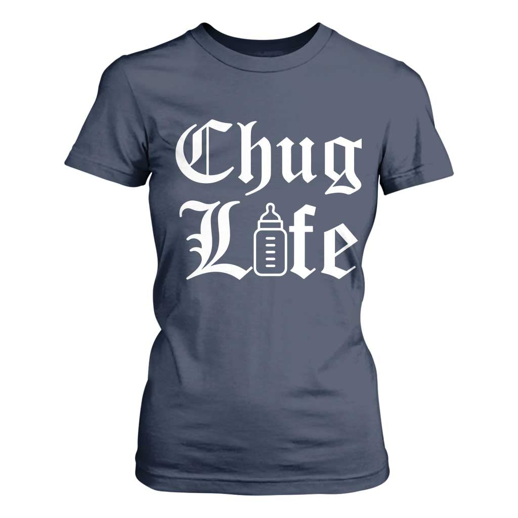 Chug Life Funny Baby Milk Bottle Graphic T Shirt For Women Hip Hop Parody Milestone Gift