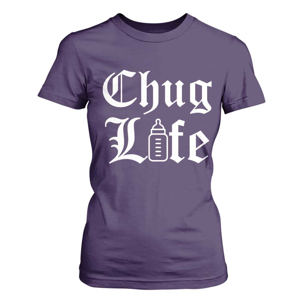Chug Life Funny Baby Milk Bottle Graphic T Shirt For Women Hip Hop Parody Milestone Gift