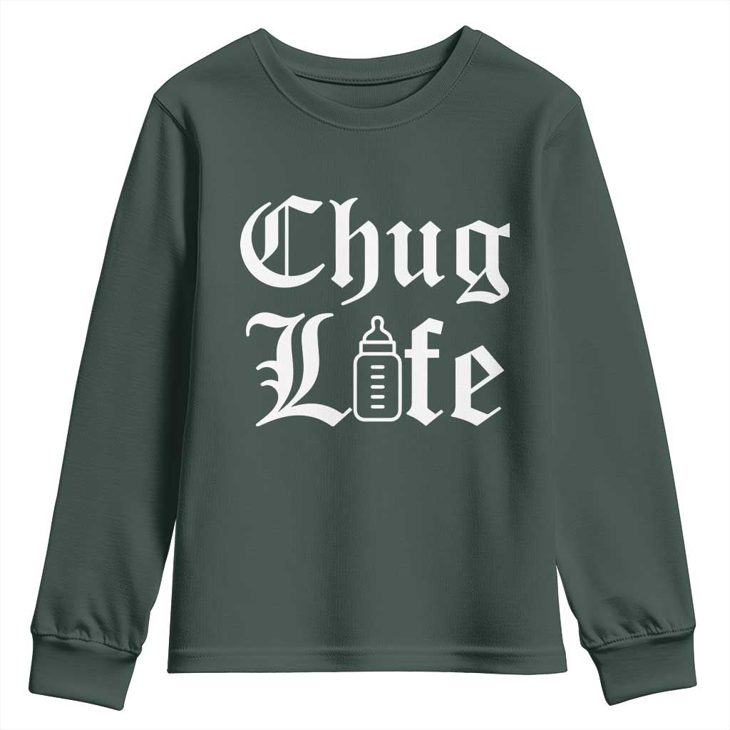 Chug Life Funny Baby Milk Bottle Graphic Youth Sweatshirt Hip Hop Parody Milestone Gift