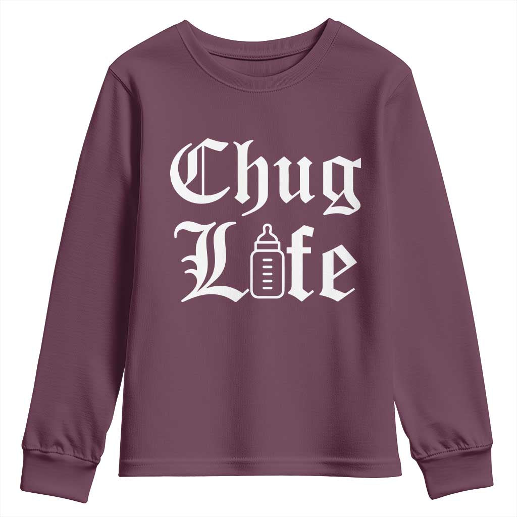 Chug Life Funny Baby Milk Bottle Graphic Youth Sweatshirt Hip Hop Parody Milestone Gift
