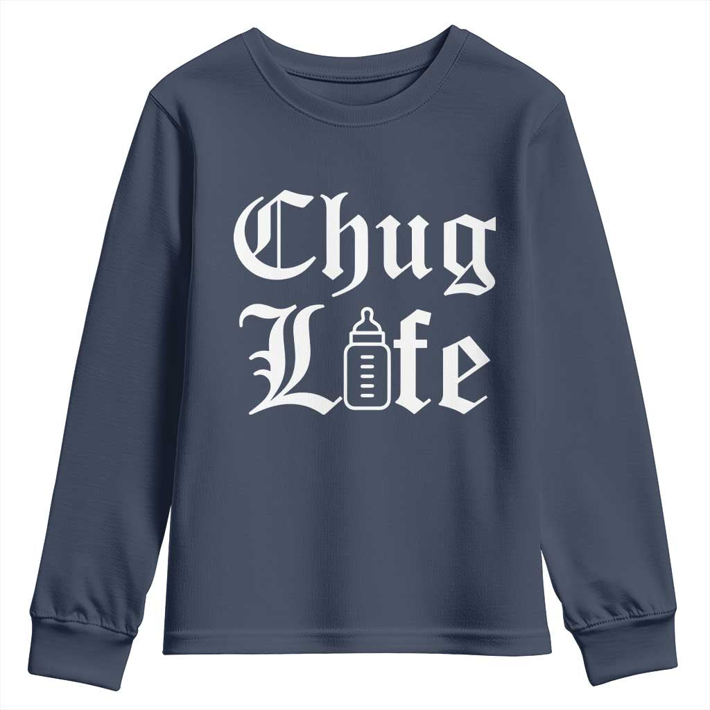 Chug Life Funny Baby Milk Bottle Graphic Youth Sweatshirt Hip Hop Parody Milestone Gift