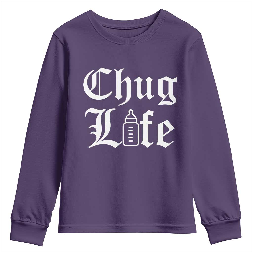 Chug Life Funny Baby Milk Bottle Graphic Youth Sweatshirt Hip Hop Parody Milestone Gift
