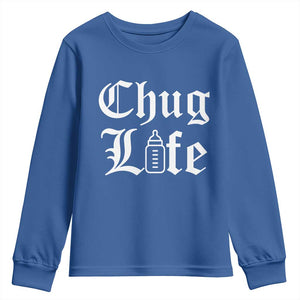 Chug Life Funny Baby Milk Bottle Graphic Youth Sweatshirt Hip Hop Parody Milestone Gift