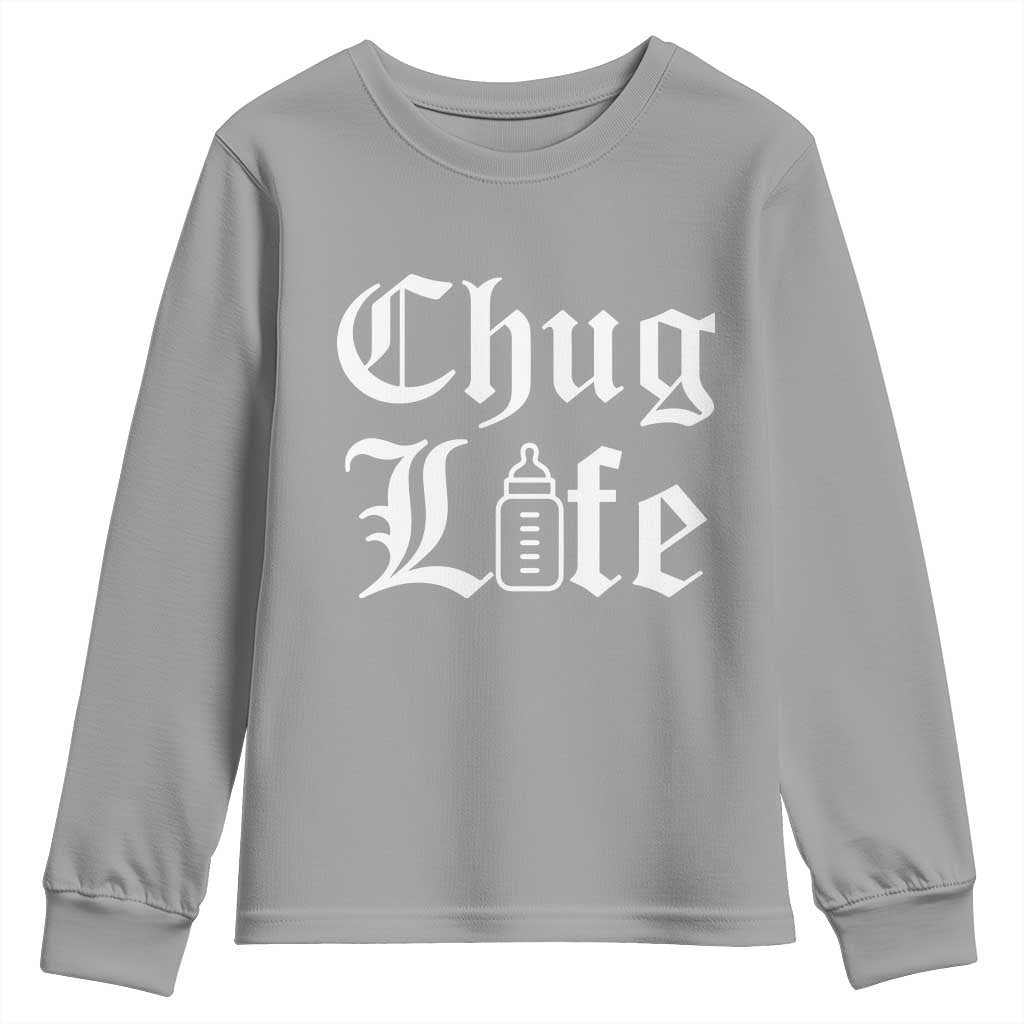 Chug Life Funny Baby Milk Bottle Graphic Youth Sweatshirt Hip Hop Parody Milestone Gift