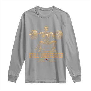 Funny Abraham Lincoln Squatting Barbell Semiquincentennial Long Sleeve Shirt Still Undefeated 1776 to 2026 Muscular President Gym Bodybuilder