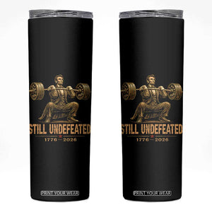 Funny Abraham Lincoln Squatting Barbell Semiquincentennial Skinny Tumbler Still Undefeated 1776 to 2026 Muscular President Gym Bodybuilder