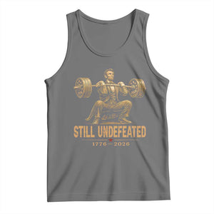 Funny Abraham Lincoln Squatting Barbell Semiquincentennial Tank Top Still Undefeated 1776 to 2026 Muscular President Gym Bodybuilder