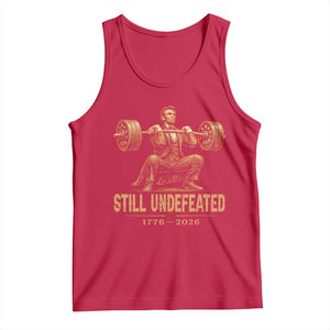 Funny Abraham Lincoln Squatting Barbell Semiquincentennial Tank Top Still Undefeated 1776 to 2026 Muscular President Gym Bodybuilder