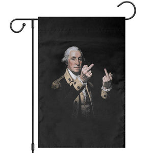 Funny George Washington Middle Fingers Rebel Portrait Garden Flag Edgy Classic Oil Painting Parody Patriotic Humor Graphic
