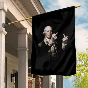 Funny George Washington Middle Fingers Rebel Portrait Garden Flag Edgy Classic Oil Painting Parody Patriotic Humor Graphic