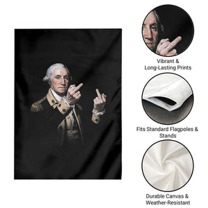 Funny George Washington Middle Fingers Rebel Portrait Garden Flag Edgy Classic Oil Painting Parody Patriotic Humor Graphic