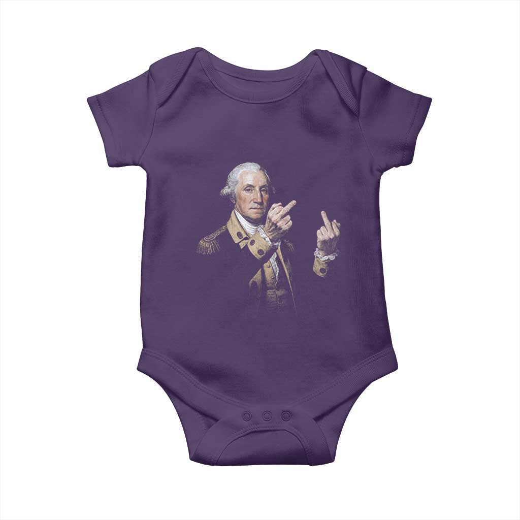 Funny George Washington Middle Fingers Rebel Portrait Baby Onesie Edgy Classic Oil Painting Parody Patriotic Humor Graphic