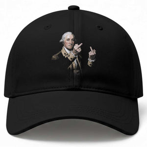 Funny George Washington Middle Fingers Rebel Portrait Baseball Cap Edgy Classic Oil Painting Parody Patriotic Humor Graphic