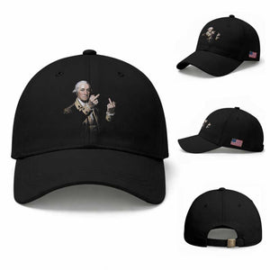 Funny George Washington Middle Fingers Rebel Portrait Baseball Cap Edgy Classic Oil Painting Parody Patriotic Humor Graphic