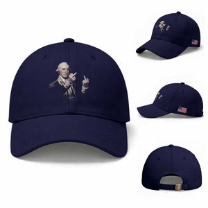Funny George Washington Middle Fingers Rebel Portrait Baseball Cap Edgy Classic Oil Painting Parody Patriotic Humor Graphic