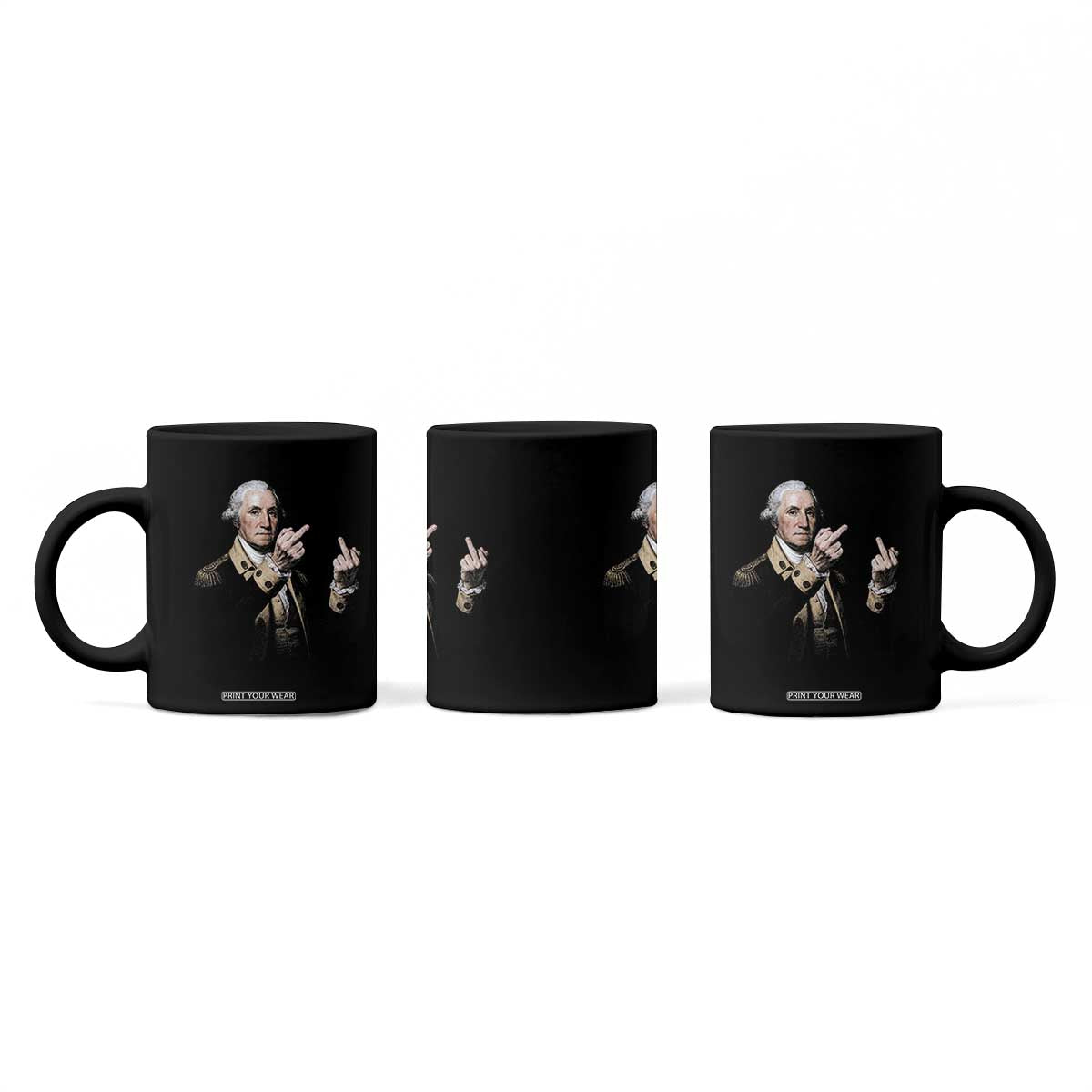 Funny George Washington Middle Fingers Rebel Portrait Coffee Mug Edgy Classic Oil Painting Parody Patriotic Humor Graphic