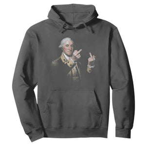 Funny George Washington Middle Fingers Rebel Portrait Hoodie Edgy Classic Oil Painting Parody Patriotic Humor Graphic