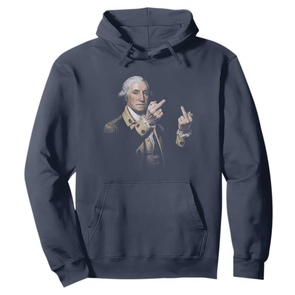 Funny George Washington Middle Fingers Rebel Portrait Hoodie Edgy Classic Oil Painting Parody Patriotic Humor Graphic