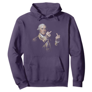 Funny George Washington Middle Fingers Rebel Portrait Hoodie Edgy Classic Oil Painting Parody Patriotic Humor Graphic