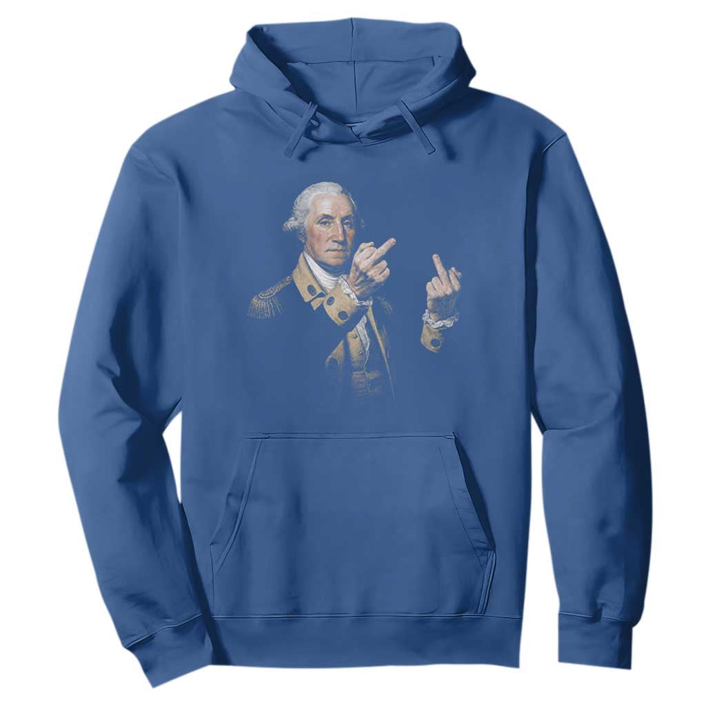 Funny George Washington Middle Fingers Rebel Portrait Hoodie Edgy Classic Oil Painting Parody Patriotic Humor Graphic