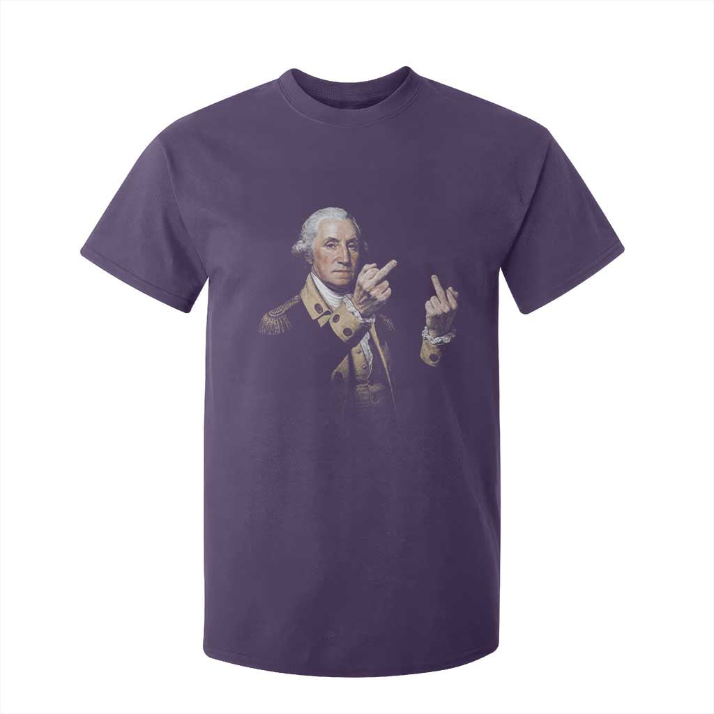 Funny George Washington Middle Fingers Rebel Portrait T Shirt For Kid Edgy Classic Oil Painting Parody Patriotic Humor Graphic