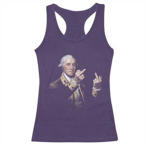 Funny George Washington Middle Fingers Rebel Portrait Racerback Tank Top Edgy Classic Oil Painting Parody Patriotic Humor Graphic