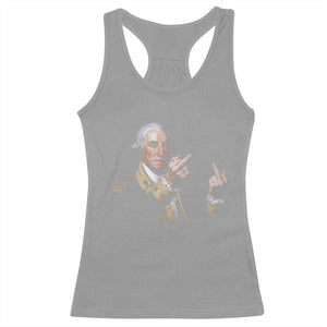 Funny George Washington Middle Fingers Rebel Portrait Racerback Tank Top Edgy Classic Oil Painting Parody Patriotic Humor Graphic