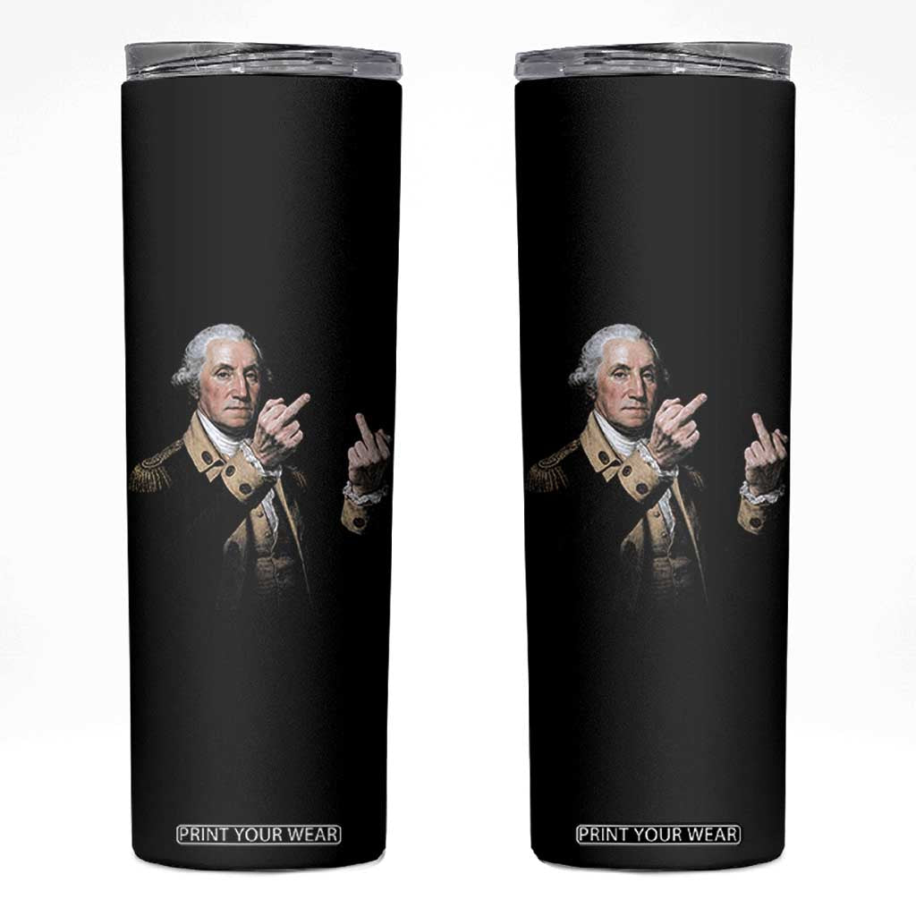 Funny George Washington Middle Fingers Rebel Portrait Skinny Tumbler Edgy Classic Oil Painting Parody Patriotic Humor Graphic