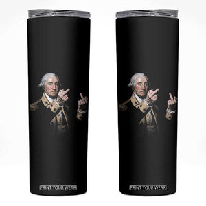 Funny George Washington Middle Fingers Rebel Portrait Skinny Tumbler Edgy Classic Oil Painting Parody Patriotic Humor Graphic