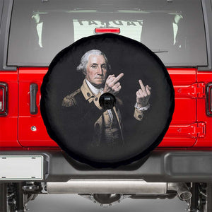 Funny George Washington Middle Fingers Rebel Portrait Spare Tire Cover Edgy Classic Oil Painting Parody Patriotic Humor Graphic